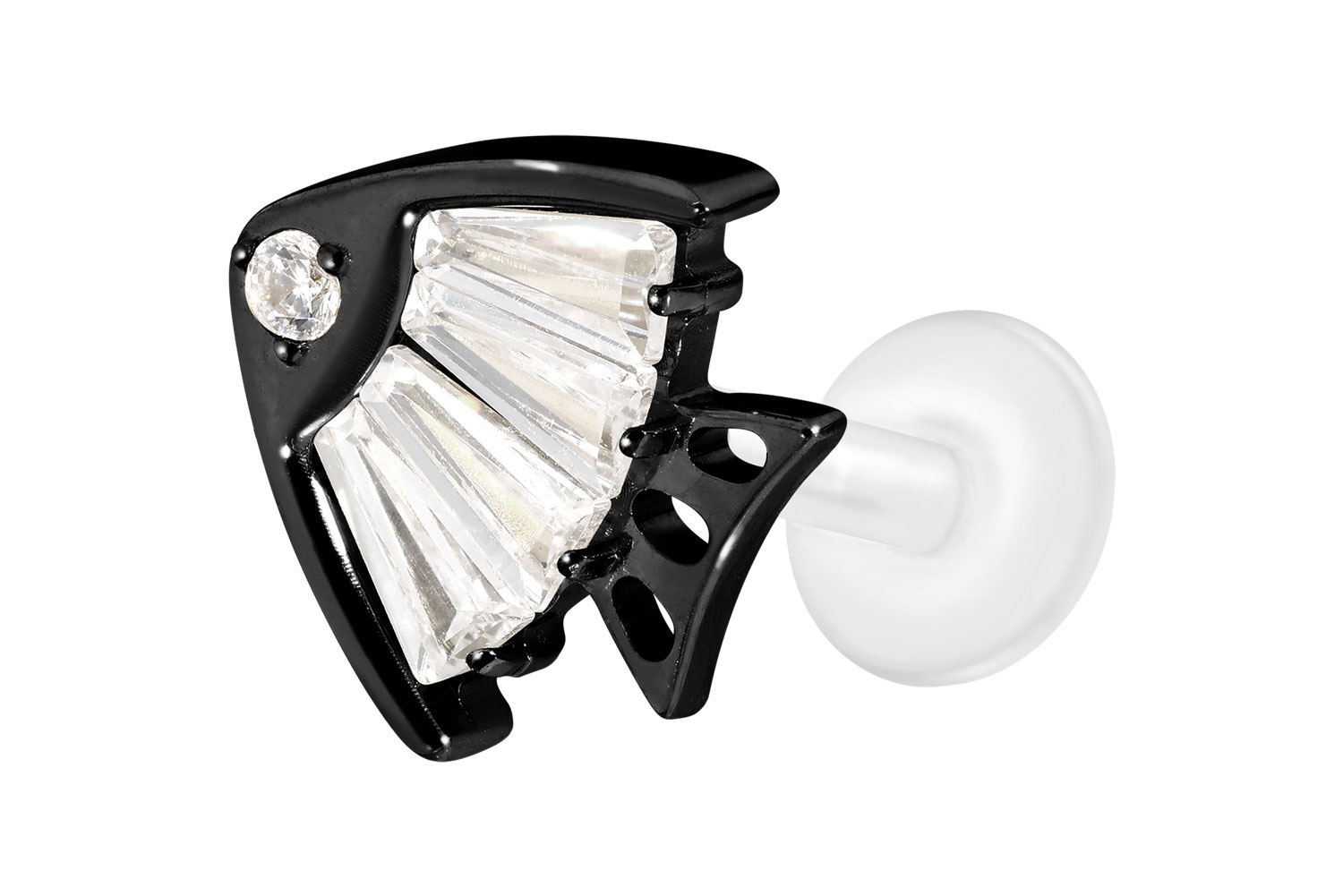 PTFE Labret Piercing mit Innengewinde + Titan-Aufsatz KRISTALLFISCH